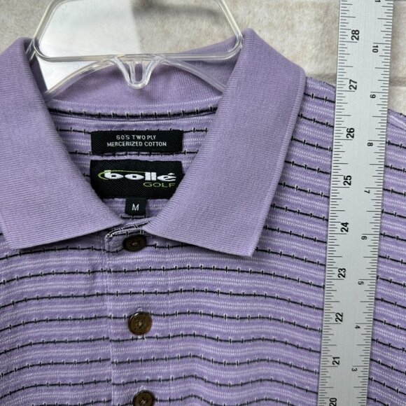 Men’s M Lavender Striped Golf Polo Shirt Mercerized Cotton Performance - Picture 5 of 7